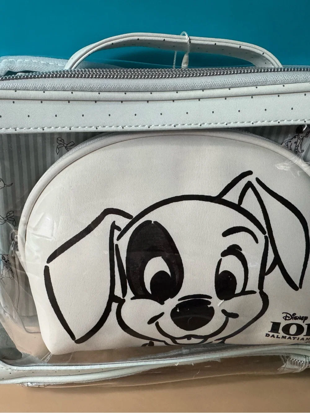 Disney 101 Dalmatians White Paw Print Dog Travel Pouch x 2 Cosmetic  bags